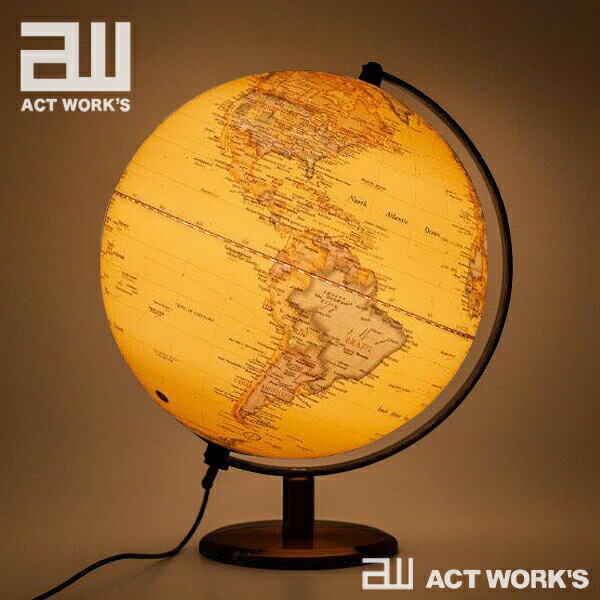 《全3色》act work's 光るLEDライト地球儀 25cm 【アクトワークス デザイン雑貨 レトロ モダン インテリア オフィス …