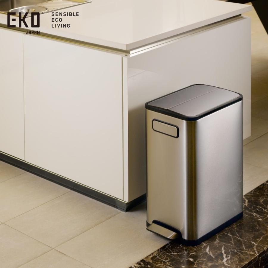 Rakuten - EKO エコフライステップビン 20L【 1年保証 ペダル式 ペダル 足踏み ふた付き ゴミ箱 くず入れ 20リットル ダストボックス キャスター付き 角型 バタフライ ステンレス製 】EK9377MT-20L