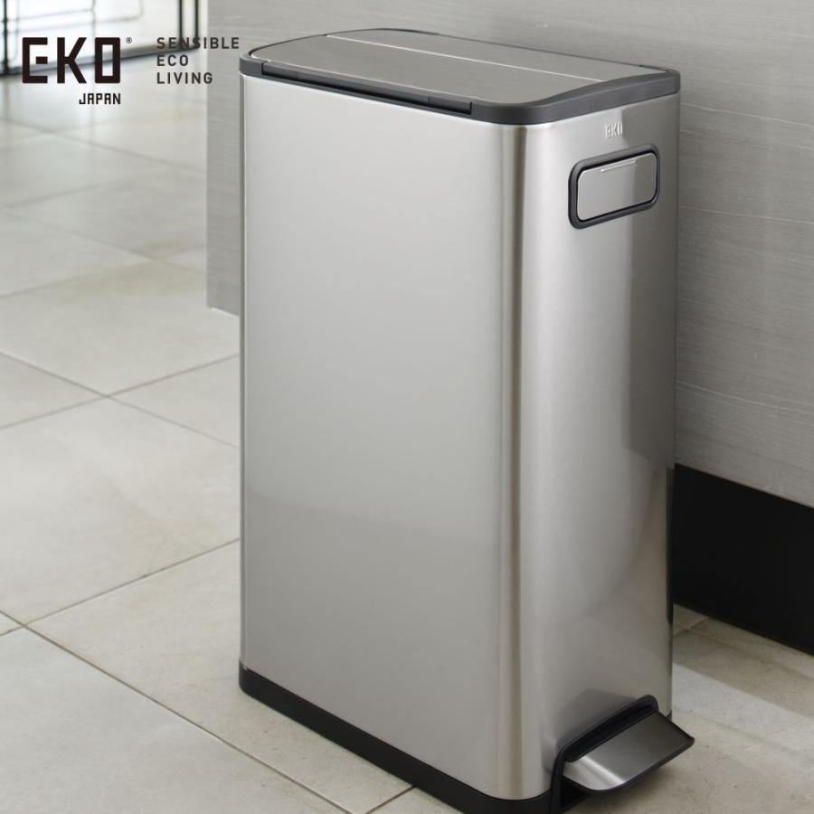 Rakuten - EKO エコフライステップビン 30L【 1年保証 ペダル式 ペダル 足踏み ふた付き ゴミ箱 くず入れ 20リットル ダストボックス キャスター付き 角型 バタフライ ステンレス製】EK9377MT-30L