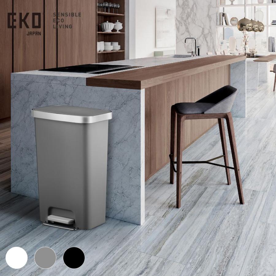 乐天商城 - 《全3色》EKO ハナステップビン 45L　EK6266【 1年保証 ペダル式 ペダル 足踏み ふた付き ゴミ箱 くず入れ 大容量 45リットル ダストボックス キャスター付き】EK6266-45L