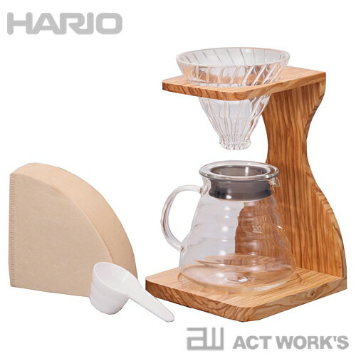 HARIO ハリオ V60 オリーブウッドスタンド セット 【デザイン 珈琲 キッチン 喫茶 ドリップ 抽出 olive wood 耐熱ガラス コーヒー豆 挽く 挽きたて】