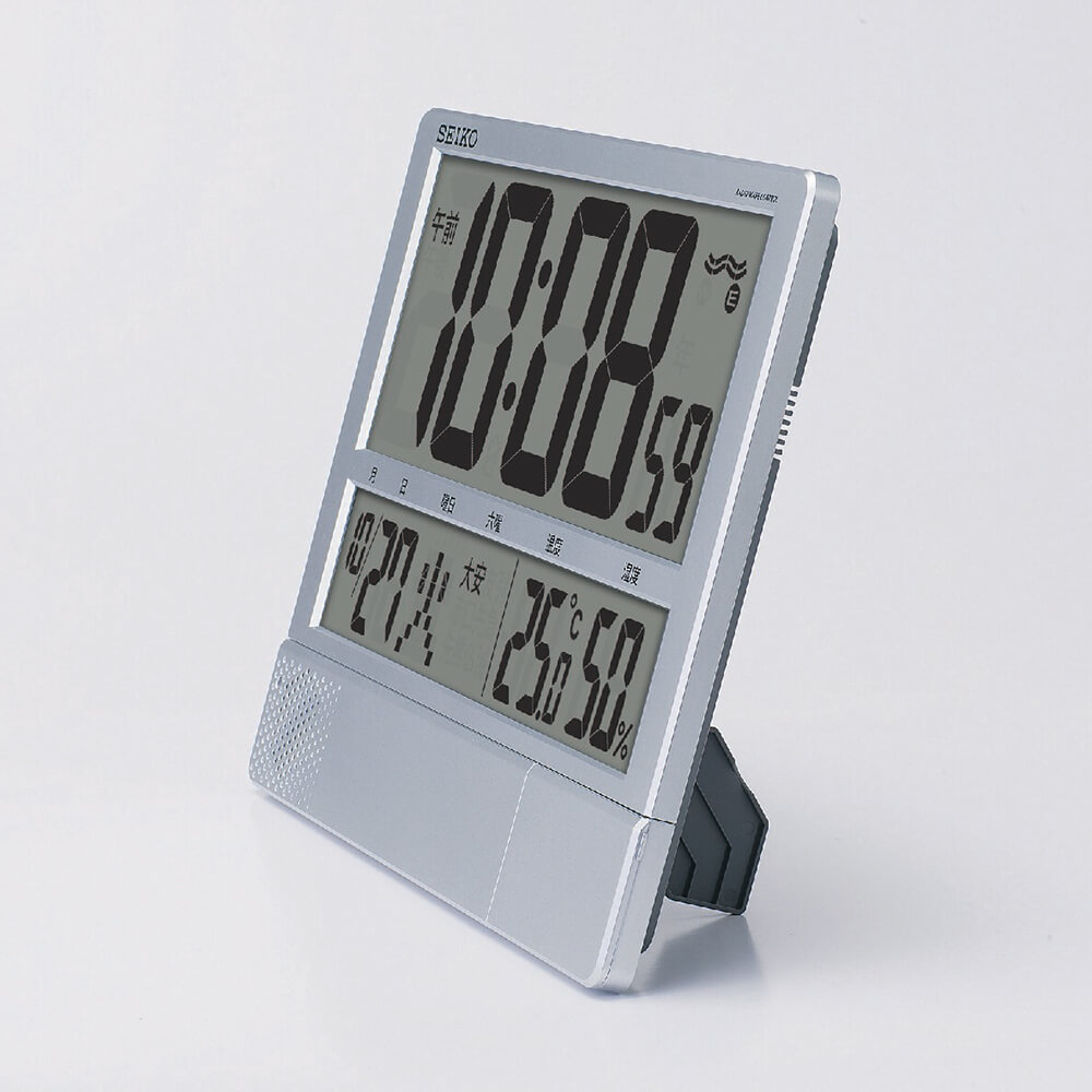 SEIKO セイコー SQ434S 温度・湿度表示つき薄型軽量プログラムクロック【掛け時計 リビング 電波修正機能 32チャンネルプログラム 温湿度表示 おしゃれ インテリア時計 寝室】 [2]