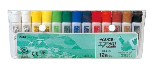 【ぺんてる】絵具 エフ水彩 ポリチューブ入り 12色セット