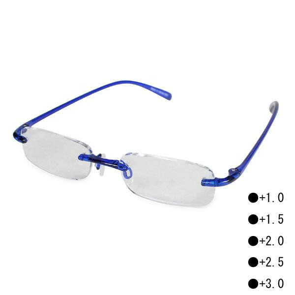 シニアグラス 老眼鏡 縁なし おしゃれEACRI23　+1.0