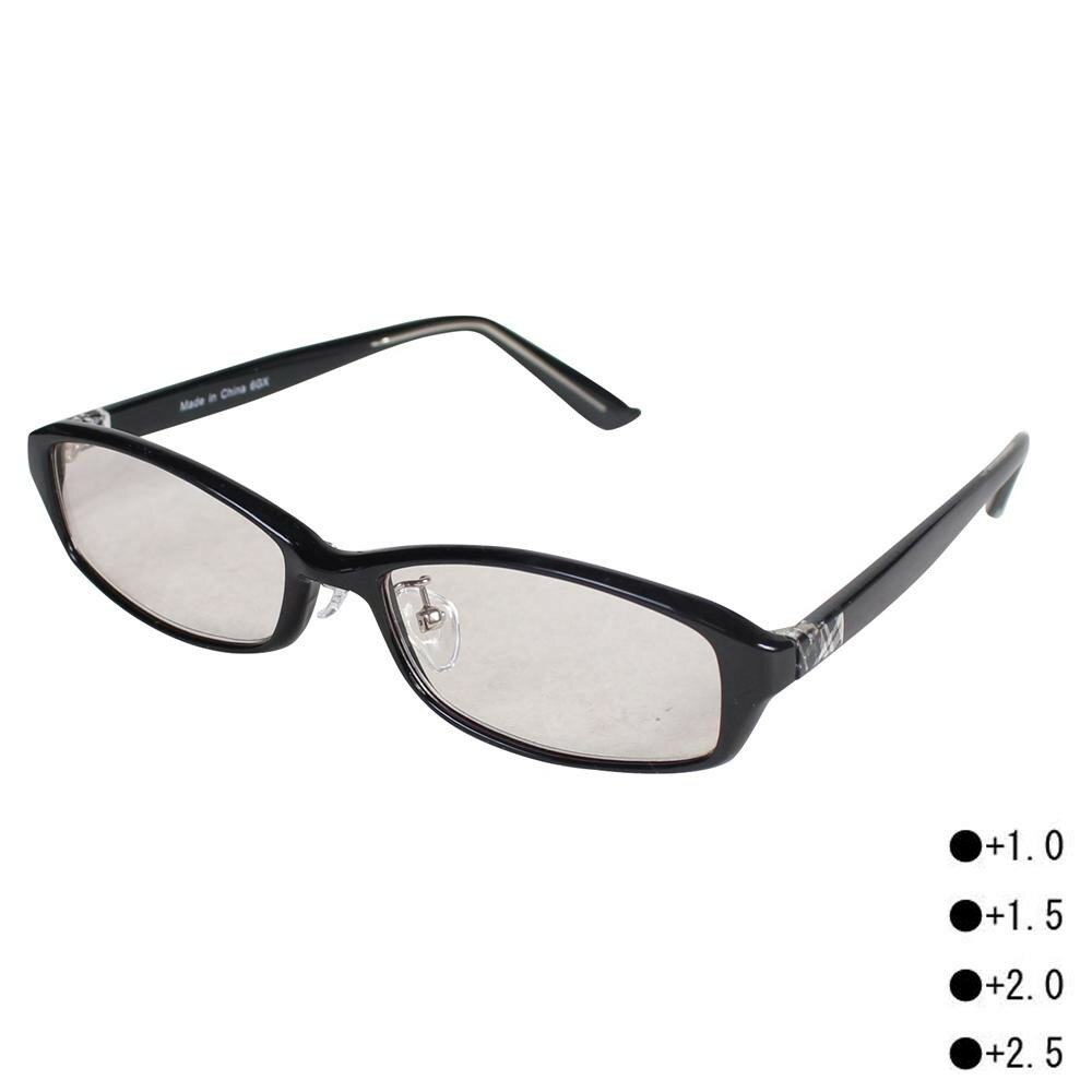 シニアグラス 老眼鏡 黒縁 おしゃれ ECCRK20　+2.0