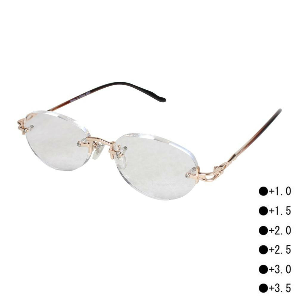 シニアグラス 老眼鏡 縁なし おしゃれ ERK-05　+3.0