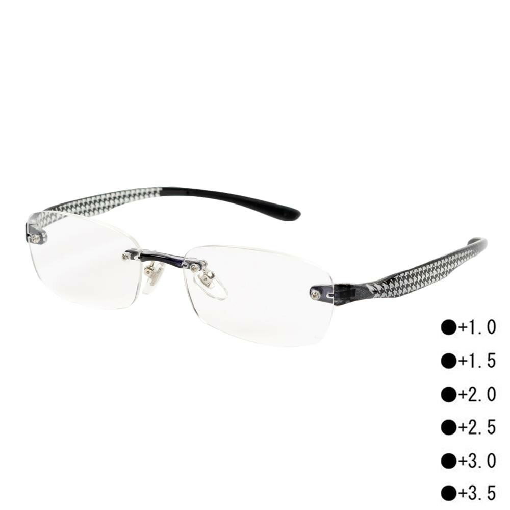 シニアグラス 老眼鏡 縁なし 柄フレーム おしゃれ RG-T02　+1.0