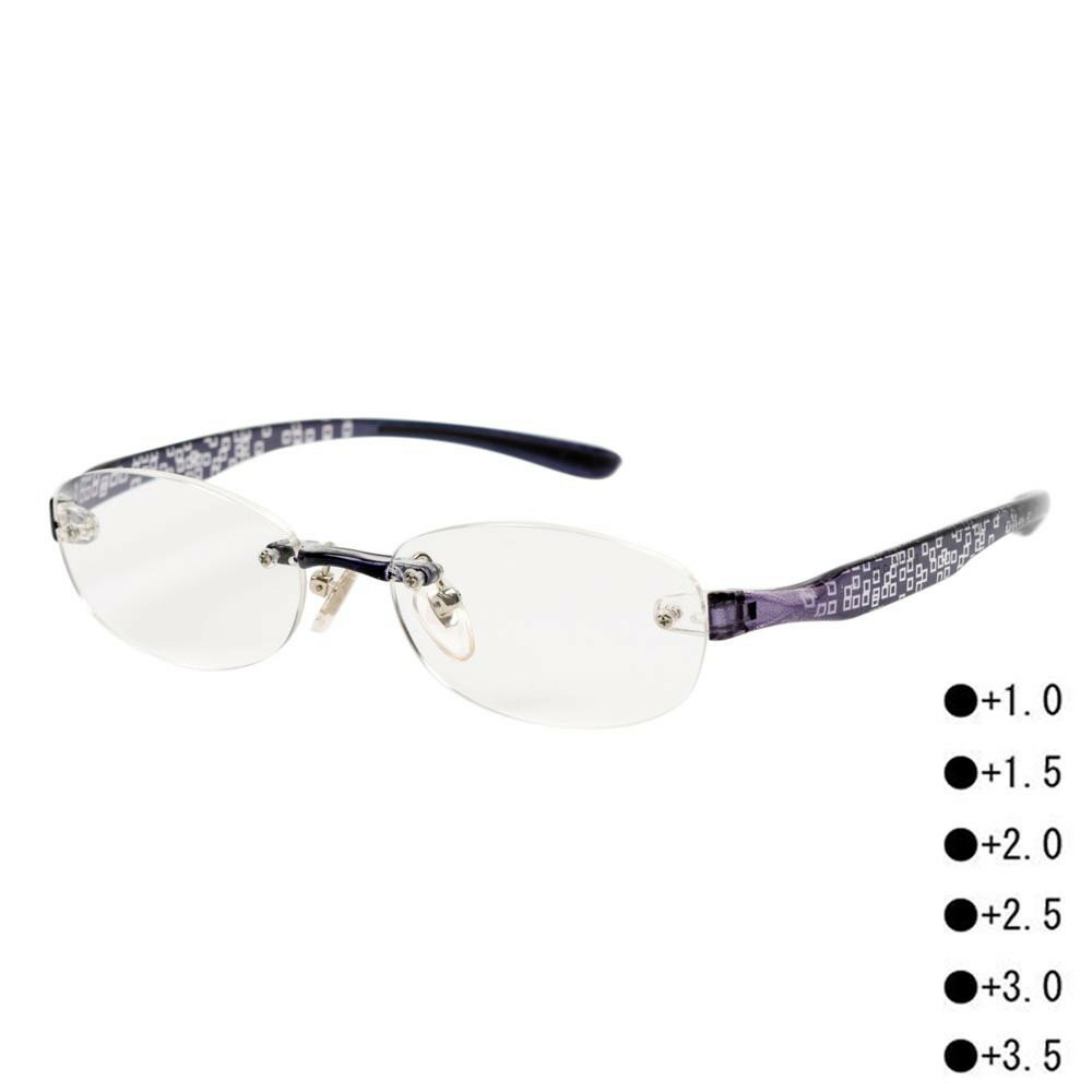 シニアグラス 老眼鏡 縁なし 柄フレーム おしゃれ RG-T03　+2.0