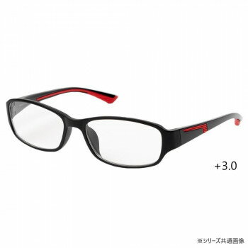 シニアグラス 老眼鏡 黒縁 赤ライン おしゃれ RG-S01　+3.0