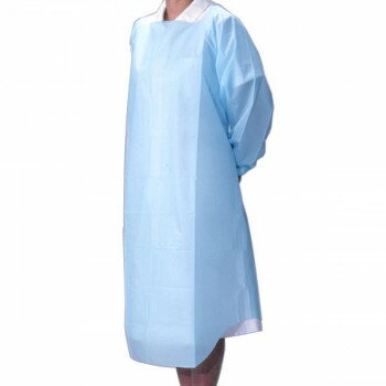 竹虎ビニールエプロン 袖つき L ブルー 1枚入×50袋 076394