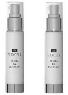 ELICELL 1本で5役のオールインワン エリクセル リバイタ イクスエマルジョン 50ml ヒト幹細胞培養エキス＋エクソソーム配合 オールインワン乳液 【使用方法】 1.洗顔後、水気をよくふき取りお肌を 清潔にします。エリクセル　リバイタ　フェイスマスクをお顔に合わせて均等に密着させます。 2.エリクセル　リバイタ　フェイスマスクをお顔に合わせて均等に密着させます。 3.10〜15分後マスクをはがし、お顔に残ったエリクセル　リバイタ　フェイスマスクの美容液を手のひらでやさしくなじませてく ださい。 4.本品を適量（3,4プッシュ）を手にとり、お顔全体や首にのせるようになじませてください。ELICELL 1本で5役のオールインワン エリクセル リバイタ イクスエマルジョン 50ml ヒト幹細胞培養エキス＋エクソソーム配合 オールインワン乳液 【使用方法】 1.洗顔後、水気をよくふき取りお肌を 清潔にします。エリクセル　リバイタ　フェイスマスクをお顔に合わせて均等に密着させます。 2.エリクセル　リバイタ　フェイスマスクをお顔に合わせて均等に密着させます。 3.10〜15分後マスクをはがし、お顔に残ったエリクセル　リバイタ　フェイスマスクの美容液を手のひらでやさしくなじませてく ださい。 4.本品を適量（3,4プッシュ）を手にとり、お顔全体や首にのせるようになじませてください。