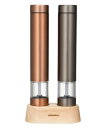 CB JAPAN atomico(アトミコ) 電動ミル ペッパーミル 2本セット ウッドスタンド付 ペッパーミル 調理器具 料理 スパイス 塩 胡椒 電動ミル
