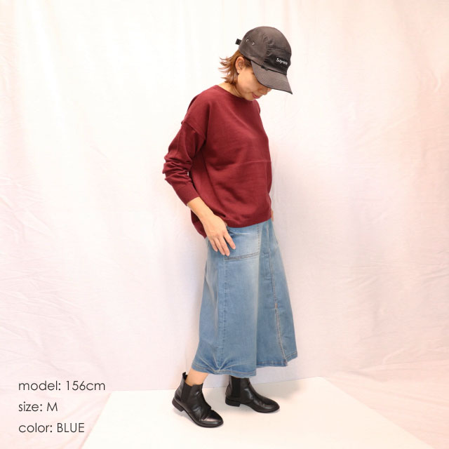 【大きいサイズあり】ミモレ丈デニムベイカースカート d-0218 M L LL 3L 4L デニム...