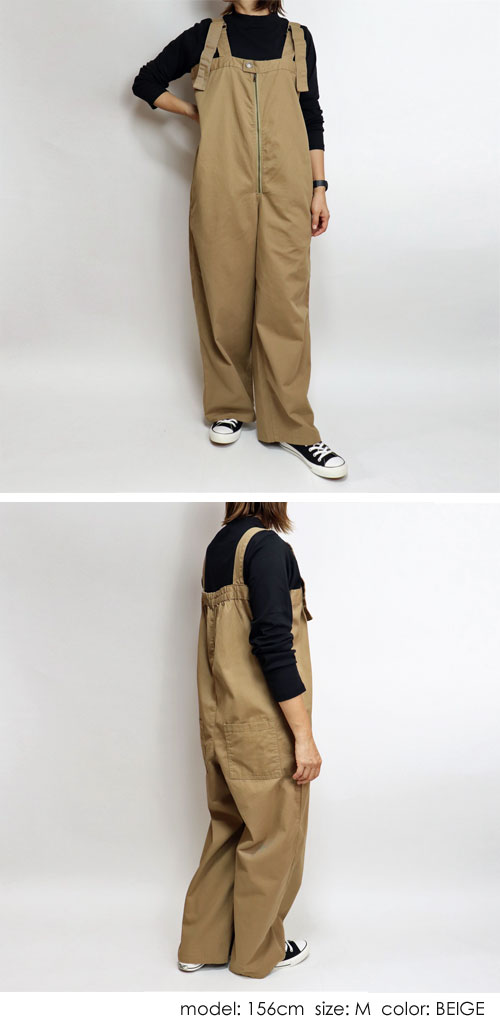 acuteのM L LL 3L 4L フロントジップサロペットパンツ c-0357 レディース サロペット 大きいサイズ 30代 40代 50代 着やせ 体型カバー 大きめ ゆったり 春 夏 秋 冬 オーバーサイズ カジュアル キャンプ ピクニック 楽ちん｜アングル2