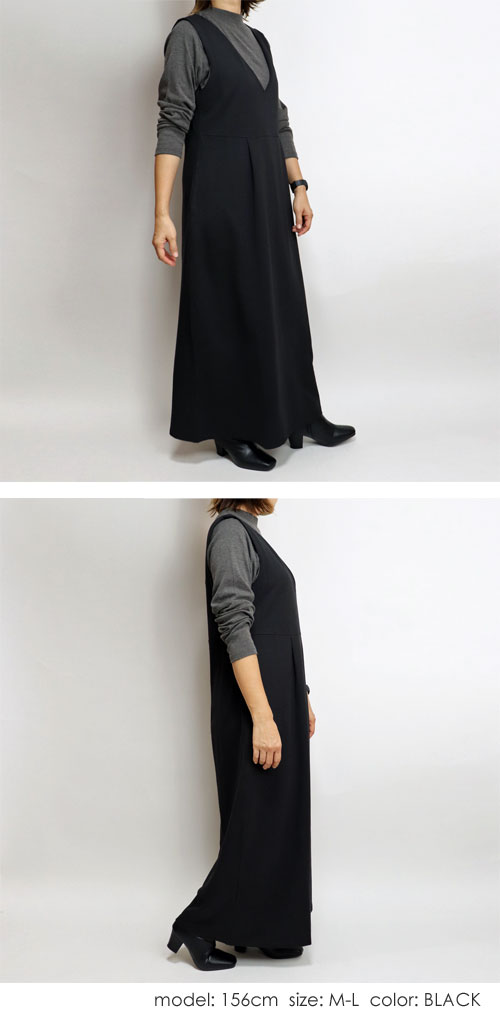 M-L LL-3L 4L-5L Vネックフレアジャンパースカート ak-0093 レディース ワンピース 大きいサイズ 30代 40代 50代 着やせ 体型カバー 大きめ ゆったり 春 夏 秋 冬 スカート ジャンスカ フレアスカート 深Vネック 大人ワンピース きれいめ