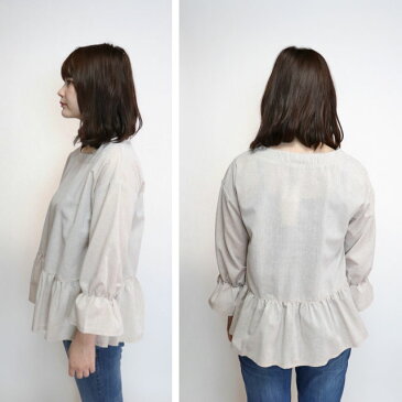 【大きいサイズあり】ペプラム長袖トップス gfh6211 M L LL 3L 4L ペプラムトップス フレアスリーブ フレア袖 春物トップス 春トップス 春ブラウス レディース 大人カジュアル 大人可愛い 大人フェミニン