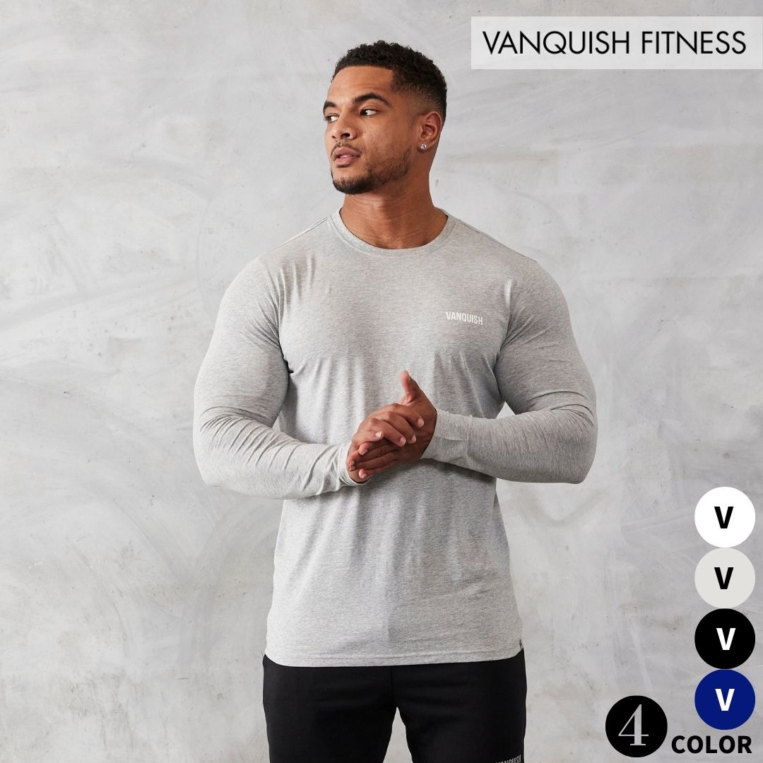 ヴァンキッシュ フィットネス VANQUISH ESSENTIAL SLIM FIT LONG SLEEVE T SHIRT メンズ スリムフィット ロングTシャツ 筋トレ ジム ト..