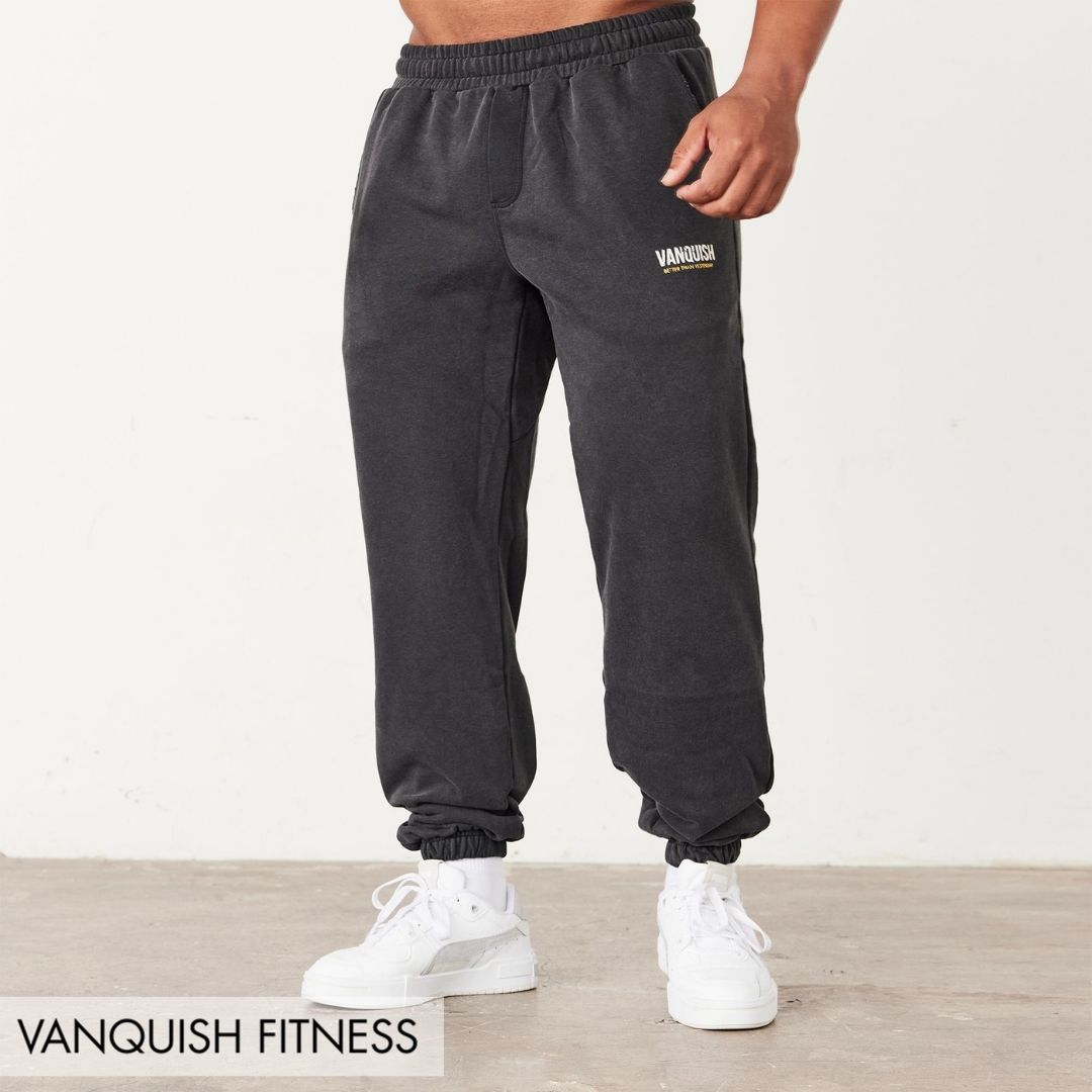 ヴァンキッシュ フィットネス VANQUISH WASHED BLACK OVERSIZED SWEATPANTS オーバーサイズ スウェットパンツ 筋トレトレーニング ウェ..