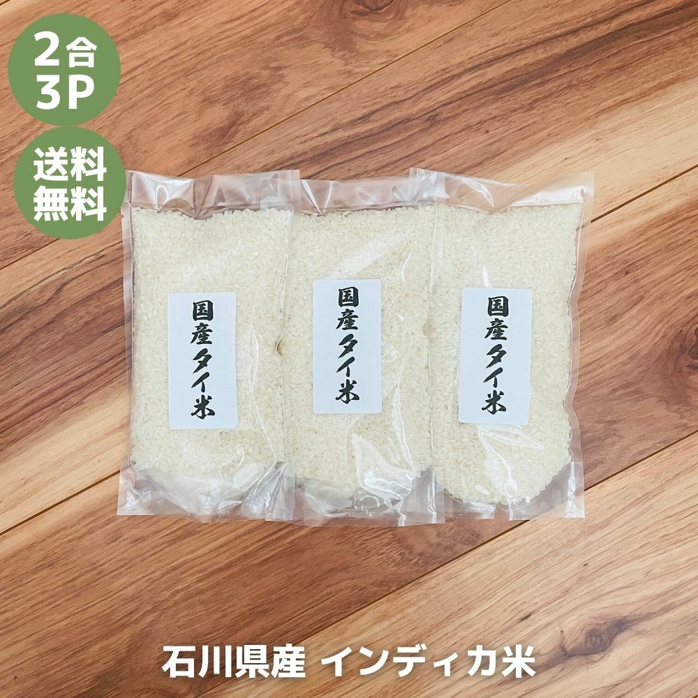 石川県産 タイ米 国産 インディカ米 お試し 2合 x3パック ジャスミン米 香り米 プリンセスサリー お米 ジャスミンライス 送料無料