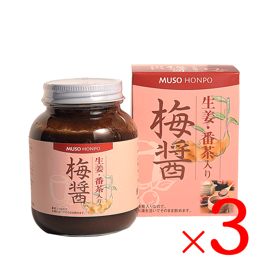 ＼お湯を注ぐだけ／ 梅醤番茶の出来上がり 無双本舗 生姜・番茶入り梅醤 250g×3個 セット 送料 ...