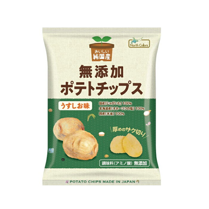 ノースカラーズ 無添加ポテトチップス うすしお 55g 1袋 保存料・着色料・香料不使用 国内産米油を100％使用 国産 無添加 北海道 塩味 うす塩 ポテチ お菓子 おやつ じゃがいも 純国産 安心安全 おかし おつまみ 子供