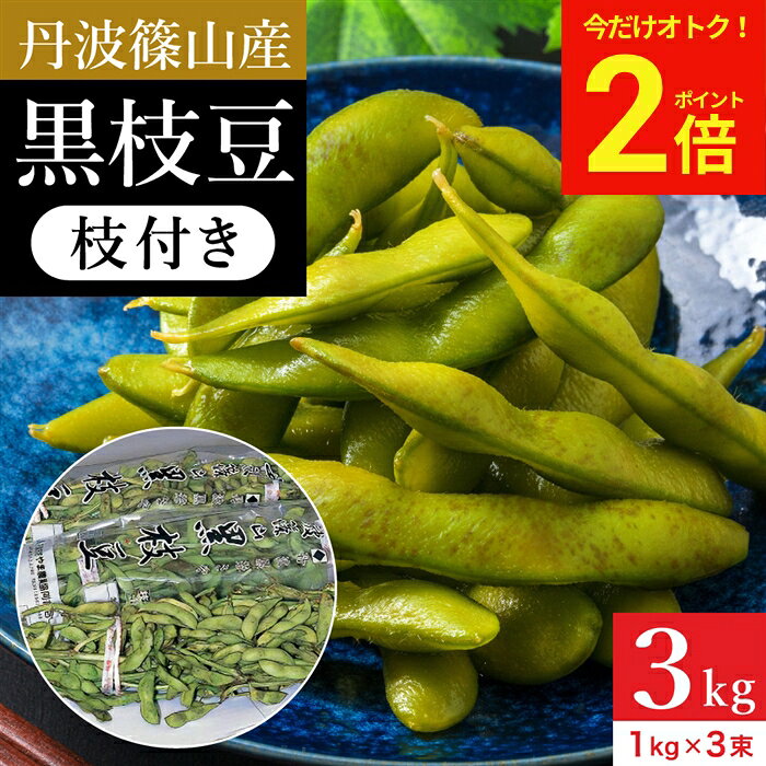 【今だけ★全品P2倍】予約 本場 ささやま 丹波篠山産の黒枝豆 3kg 枝付き 2026年度...