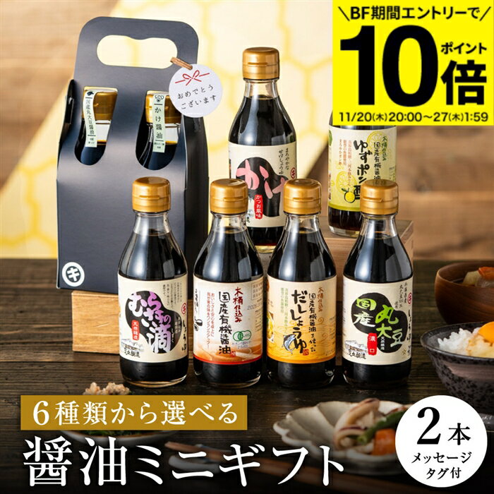 【BF期間★エントリーでP10倍】お歳暮 ギフト 全6種から選べる蔵元の醤油 ギフト 2本入(200ml）プチギフト 1000円 ミニ 調味料 しょうゆ だし 醤油 おしゃれ お試し お礼 内祝い 贈り物 お返し 結婚祝い 新築祝い 出産祝い お祝い ご挨拶 御中元 御歳暮