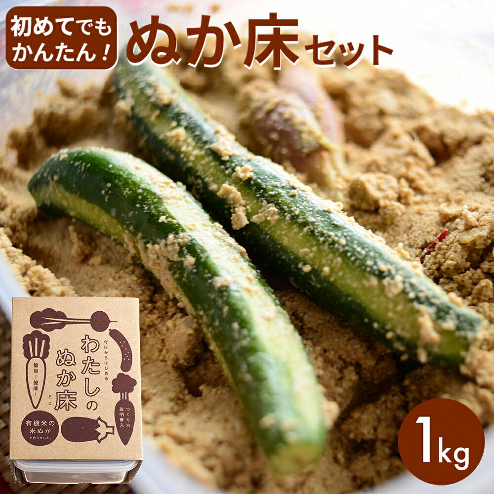 \最大200円クーポン配布中/【金沢大地 わたしのぬか床】簡単にぬか漬けが作れるキット (ぬか床 1kg袋) つくり方説明書 専用タッパ付き ぬか床 セット オ...