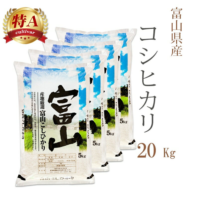 米 白米 20kg 送料無料 コシヒカリ 5kg×4袋 富山県産 令和5年産 コシヒカリ 白米 お米 20キロ 安い あす楽 送料無料 …