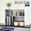 【5/3~GW限定P5倍】手元が隠せるカウンター上収納 幅45cm キッチンラック カウンター上 卓上 薄型 小型 小さい 調味料 キッチンツール スパイスラッ...