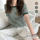 Tシャツ レディース 半袖 夏 秋 春 ボーダー柄 リブ カットソー ゆったり カジュアル 大きいサイズ おしゃれ シンプル ゆるっと きれいめ 着回し 汗染み防止 トップス カットソー tシャツ 柔らかい 着痩せ ベーシック Tシャツ 3色