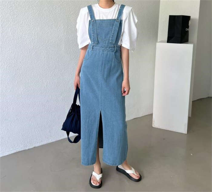 「在庫処分4,580円→2,980円」ワンピース レディース デニム ジャンパースカート サロペット スカート ボトムス デニムスカート 春 秋 ジャンスカ サロペット 大人 ロングワンピース ノースリーブ デニムワンピ 無地 オシャレ 大きいサイズ 体型カバー ゆったり
