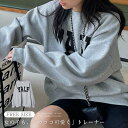 トレーナー レディース 秋 春 長袖 カレッジ ロゴ Tシャツ カットソー 長袖 ロゴ 大きめ ゆったりトップス 重ね着 トレーナー レイヤード風 体型カバー シンプル カジュアル 大きいサイズ ゆるっと 幅広カフス 着瘦せ 送料無料
