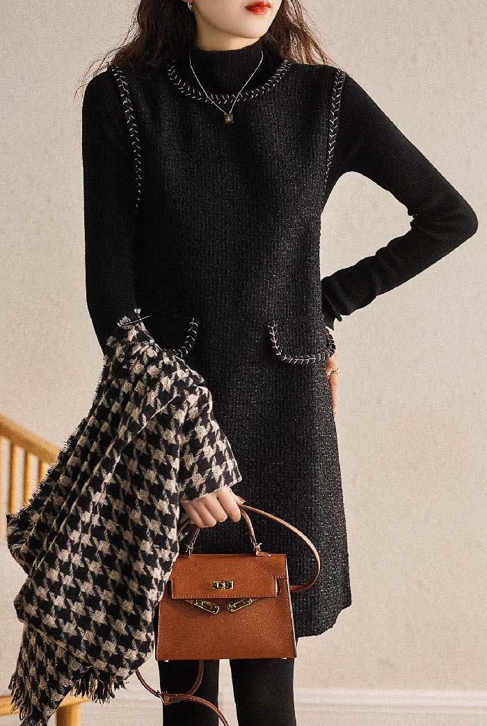 ジャンパースカート 春 秋 レディース ワンピース 膝丈 ツイード ジャンスカ ツイード ワンピース ミディアム丈 ノースリーブ 重ね着 体型カバー 可愛い 大きいサイズ カジュアル 着痩せ 通勤 入学式