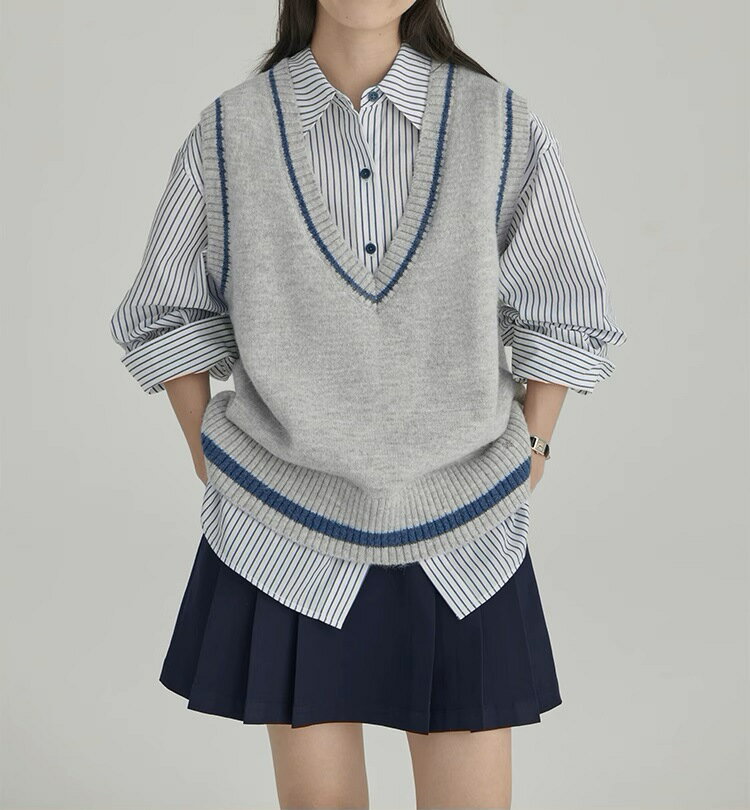 スクールベスト ニットベスト レディース ベスト ノースリーブ Vネック トップス ベスト プルオーバー シンプル 無地 重ね着 レイヤード ゆったり 体型カバー 大人 キレイめ カジュアル 秋 冬