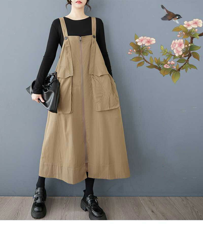 サロペット ジャンパースカート 夏 春 レディース 大人 オーバーオール オールインワン ワンピース サロペットスカート 大きいサイズ 大きいポケット ロング マキシ丈ワンピース 体型カバー 原宿系 おしゃれ サロペットワンピース 大人 抜け感 可愛い 普段着