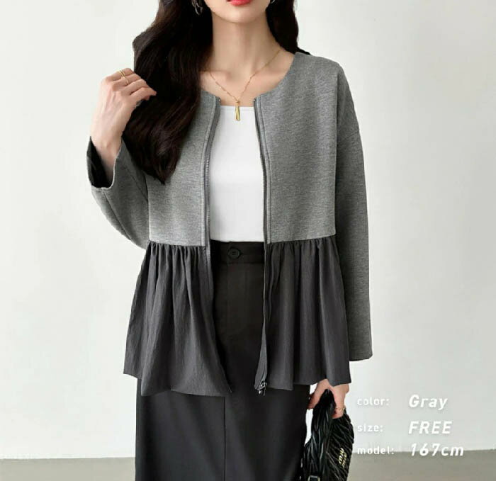 ジャケット レディース ノーカラー カーディガン フレア裾 長袖 ノーカラー ジャケット 春 秋 アウター Aライン 着痩せ 体型カバー シンプル カジュアル おしゃれ きれいめ ゆったり ゆるっと シルエット トレンド 着回し