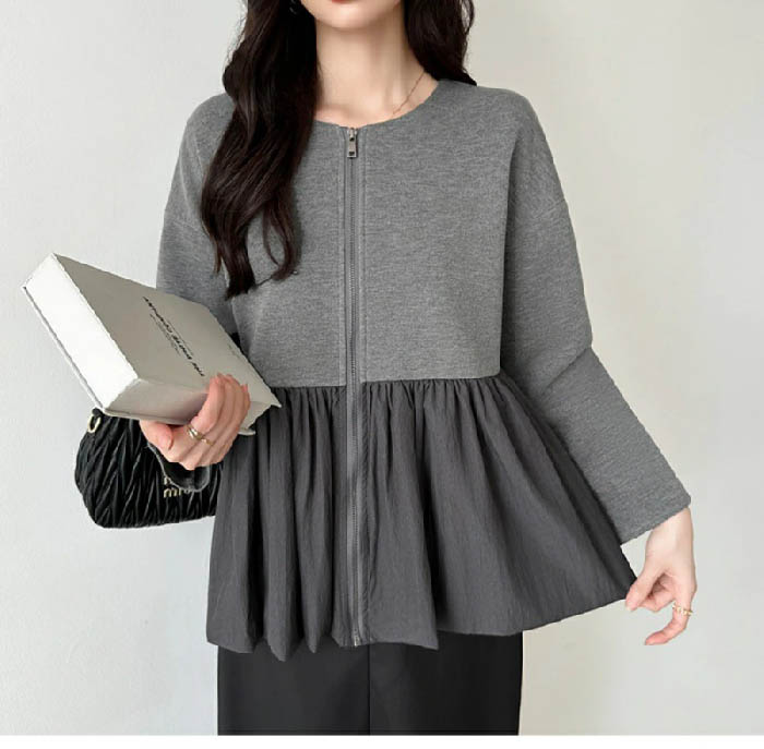 ジャケット レディース ノーカラー カーディガン フレア裾 長袖 ノーカラー ジャケット 春 秋 アウター Aライン 着痩せ 体型カバー シンプル カジュアル おしゃれ きれいめ ゆったり ゆるっと シルエット トレンド 着回し