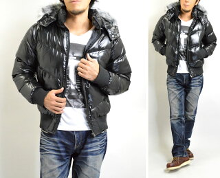 【送料無料】ベーシック中綿ダウンジャケット(MEN'SDownJACKETJAKETメンズ中綿ダウンジャケットフード/ファー脱着OK中綿ダウンジャケットDownJACKETJAKET黒BLACKブラック)大きいサイズ3L/4L/10P18Oct13【あす楽対応_九州】【楽ギフ_包装】