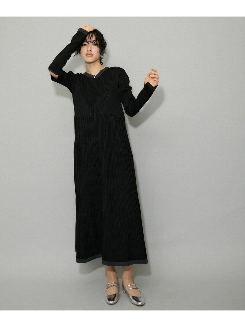 【SALE／40%OFF】【WEB限定・サステナブル】3WAYバイカラーニットワンピース ADAM ET ROPE' FEMME アダムエロペ ワンピース・ドレス ワンピース ブラック グレー グリーン【RBA_E】【送料無料】[Rakuten Fashion]のサムネイル