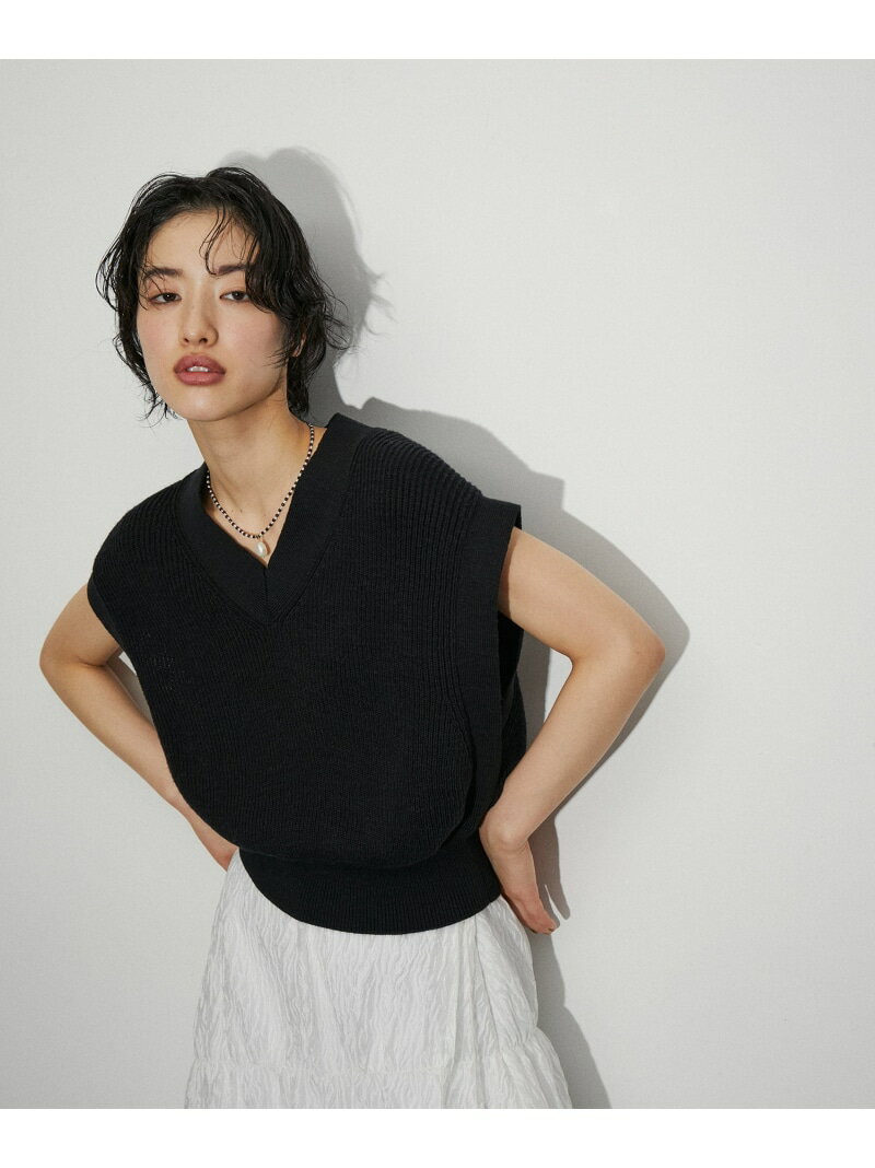 ミックスヤーンニットベスト ADAM ET ROPE' FEMME アダムエロペ トップス ベスト・ジレ ブラック ホワイト ブラウン【送料無料】[Rakuten Fashion]のサムネイル