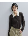 【WEB限定】ロングスリーブポロシャツ ADAM ET ROPE' FEMME アダムエロペ トップス ポロシャツ ブラック【先行予約】*【送料無料】[Raku...