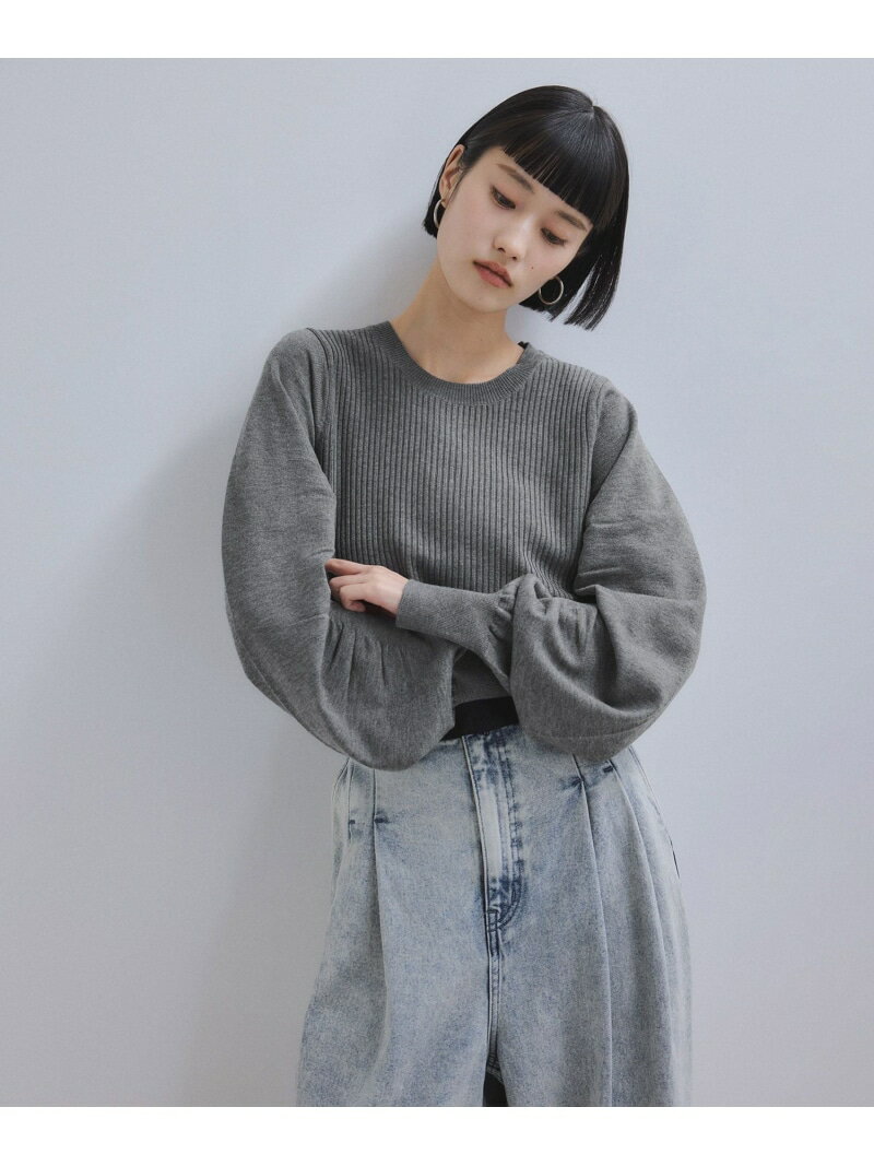 【WEB限定】・【サステナブル】ニュアンススリーブニットプルオーバー ADAM ET ROPE' FEMME アダムエロペ トップス ニット ブラック グレー【先行予約】*【送料無料】[Rakuten Fashion]のサムネイル