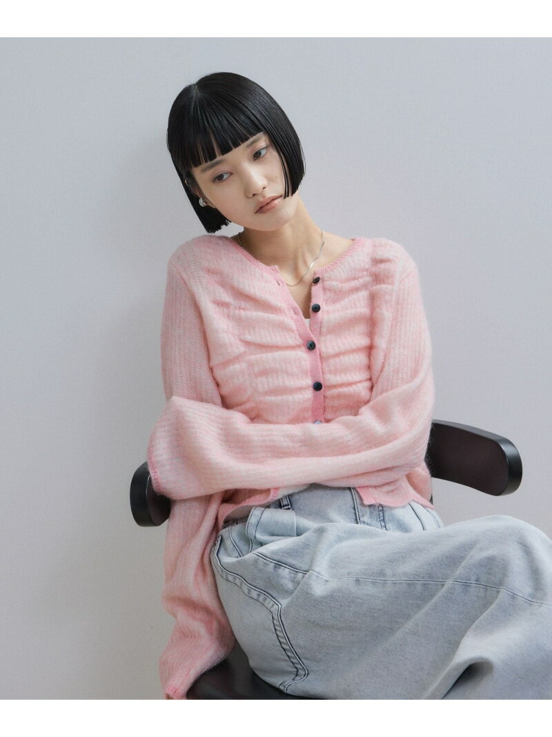 【WEB限定】ダブルモヘアシャーリングカーディガン ADAM ET ROPE' FEMME アダムエロペ トップス カーディガン ベージュ ピンク グレー【先行予約】*【送料無料】[Rakuten Fashion]のサムネイル