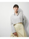 ロゴショートシャツ ADAM ET ROPE' FEMME アダムエロペ トップス シャツ・ブラウス ホワイト ブルー【送料無料】[Rakuten Fashion]