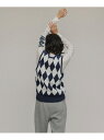 【SALE／50%OFF】[TOPS]MILITARY MOOD ARGYLE KNIT VEST M TO R アダムエロペ トップス ベスト・ジレ ネイビー オレンジ【RBA_E】【送料無料】[Rakuten Fashion]