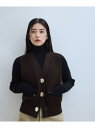 【WEB限定】・【サステナブル】ウェーブボタンVネックニットジレ ADAM ET ROPE' FEMME アダムエロペ トップス ベスト・ジレ ホワイト ブラッ...