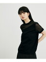 楽天ADAM ET ROPE’【SALE／20％OFF】【サステナブル】シアーコンビプルオーバー ADAM ET ROPE' FEMME アダムエロペ トップス カットソー・Tシャツ ブラック ホワイト【RBA_E】【送料無料】[Rakuten Fashion]