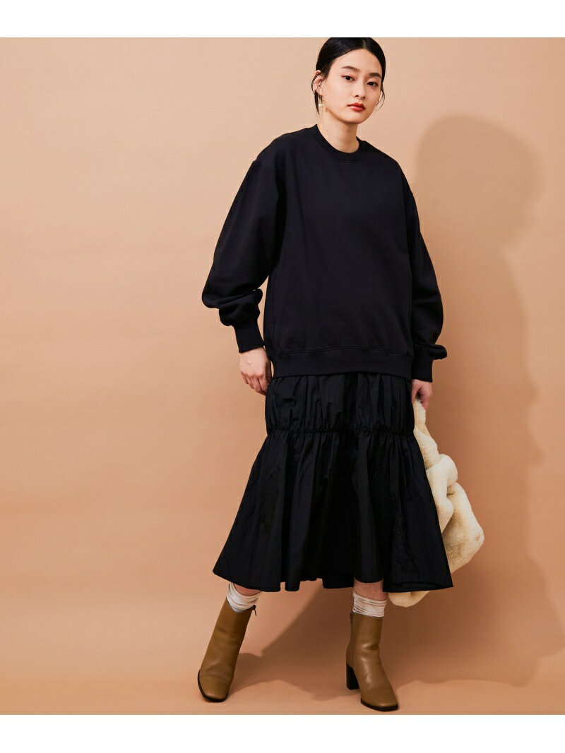 裏毛タフタドッキングワンピース ADAM ET ROPE' FEMME アダムエロペ ワンピース・ドレス その他のワンピース・ドレス ブラック グレー【送料無料】[Rakuten Fashion]のサムネイル