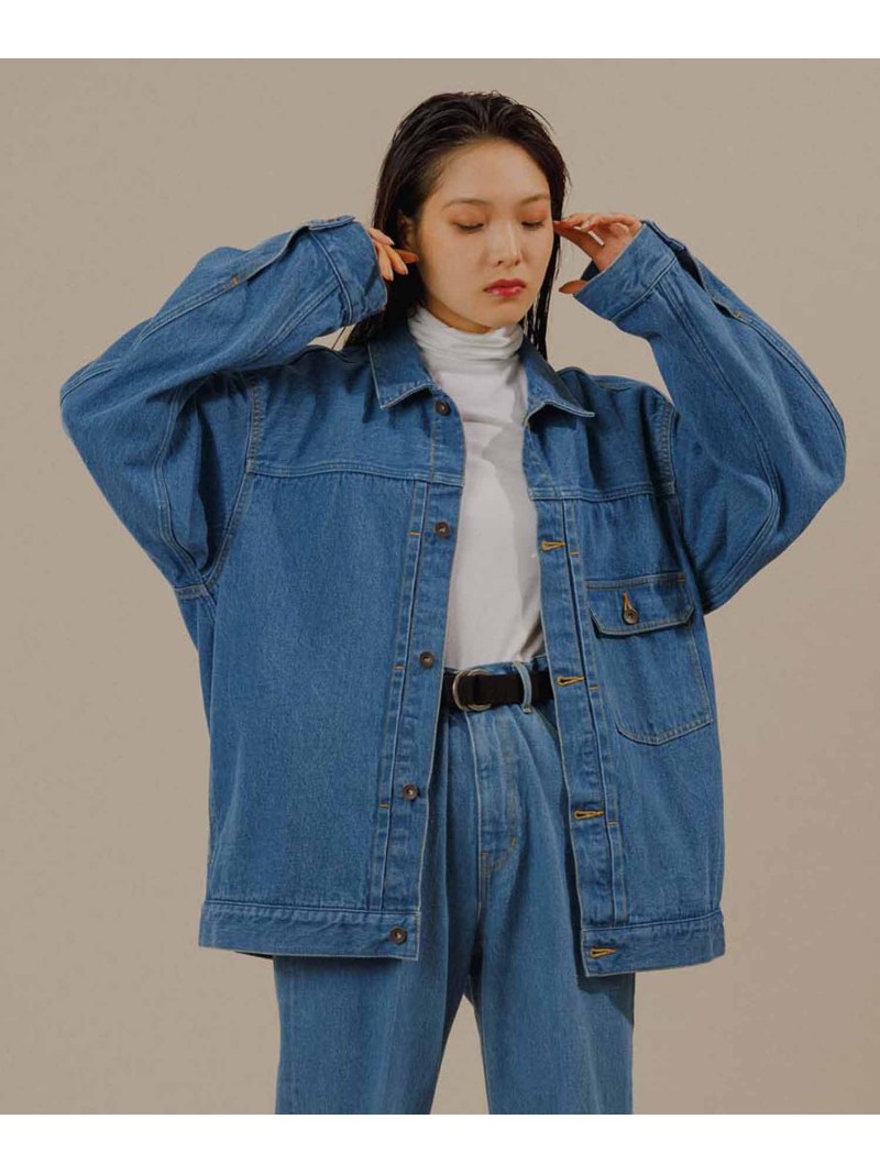 【SALE／15%OFF】【コットンUSA】ビッグシルエット ドライタッチ デニムジャケット/UNISEX ADAM ET ROPE' HOMME アダムエロペ ジャケット・アウター デニムジャケット ネイビー【RBA_E】【送料無料】[Rakuten Fashion]のサムネイル